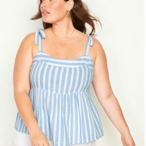 Old Navy Tie-Shoulder Striped Babydoll Top Size XXL